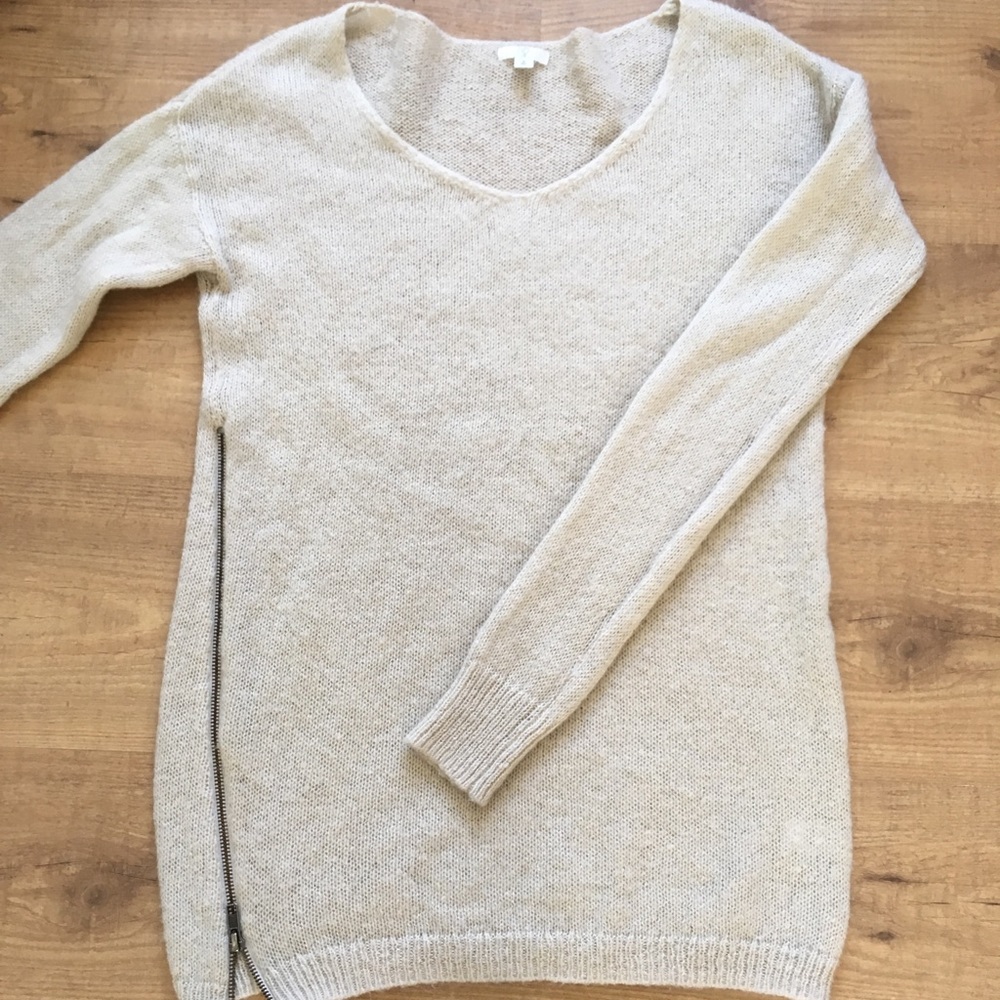 Nordstrom BP Cream Zip-Side Sweater